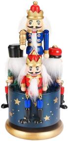 img 4 attached to 🎁 Blue Handmade Wooden Nutcracker Christmas Decorations Soldier Figure Wind Up Clockwork Music Box - Perfect for Gift, Home Decor Ornaments & Nutcracker Music Enthusiasts