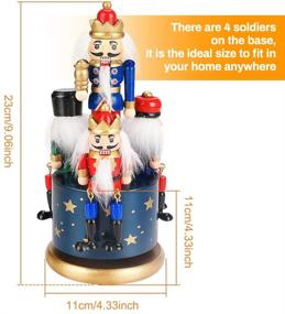 img 1 attached to 🎁 Blue Handmade Wooden Nutcracker Christmas Decorations Soldier Figure Wind Up Clockwork Music Box - Perfect for Gift, Home Decor Ornaments & Nutcracker Music Enthusiasts