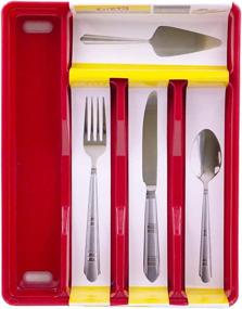 img 2 attached to 🍴 Glad Plastic Cutlery Drawer Organizer, 5-Compartment, Red