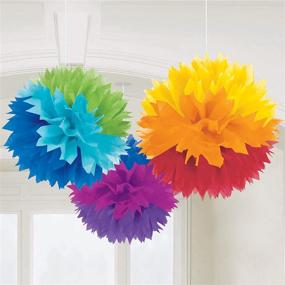img 1 attached to 🎉 amscan Rainbow Fluffy Paper Decorations, 16 inches, 3 ct (10111717) – Party Supplies