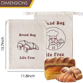 img 3 attached to 🍞 3-Pack Reusable Linen Bread Storage Bags - Natural Unbleached, Large Bread Container for Homemade Bread - Cotton Bread Saver with Drawstring Closure - Ideal for Home and Kitchen - Bread Food Storage Gifts