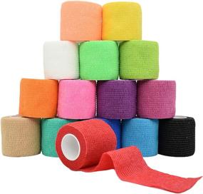 img 4 attached to FEILIBAY 15 Pack Cohesive Wrap 2 Inches x 5 Yards Self Adherent Vet Tape for Pets: Elastic Self Adhesive Bandage Wrap for Sports, Finger, Wrist, Ankle (15 Colors)