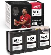 🖨️ lemero remanufactured ink cartridge for hp 67 67xl - deskjet 2755 2722 2724 2725 plus 4155 4255 envy 6055 envy pro 6455 6458 6475 (1 pack + 2 cartridges, 3 black) logo