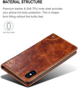 img 1 attached to SINIANL iPhone Xs Case, iPhone X Case - Leather Wallet Folio Case with Stand, ID Credit Card Slot, Magnetic Closure - Book Design Flip Cover for iPhone Xs/X