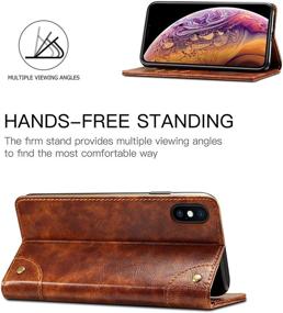 img 2 attached to SINIANL iPhone Xs Case, iPhone X Case - Leather Wallet Folio Case with Stand, ID Credit Card Slot, Magnetic Closure - Book Design Flip Cover for iPhone Xs/X