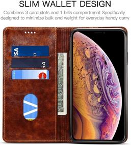 img 3 attached to SINIANL iPhone Xs Case, iPhone X Case - Leather Wallet Folio Case with Stand, ID Credit Card Slot, Magnetic Closure - Book Design Flip Cover for iPhone Xs/X