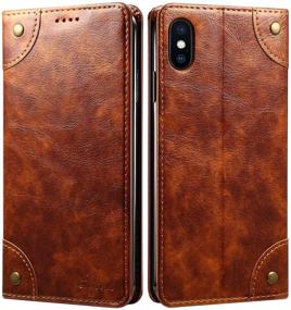 img 4 attached to SINIANL iPhone Xs Case, iPhone X Case - Leather Wallet Folio Case with Stand, ID Credit Card Slot, Magnetic Closure - Book Design Flip Cover for iPhone Xs/X