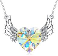 👼 plato h angel wing heart crystal necklace for women/girls - guardian angel pendant in stylish jewelry box for mother's christmas gifts logo