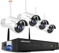 📷 система беспроводного видеонаблюдения smonet 4ch 720p hd nvr (набор wifi nvr) - четыре 1.0мп беспроводных wifi камеры для помещений и уличных условий, p2p, 65ft ночного видения, в комплекте с 1тб hdd. логотип