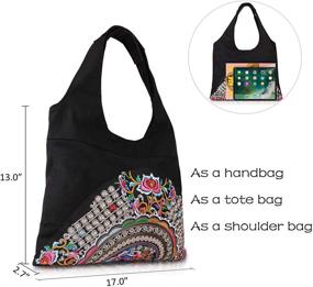 img 1 attached to 👜 Mazexy Large Embroidered Canvas Tote Handbags: Stylish and Spacious Shoulder Bag for Women