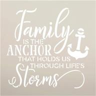 🏡 family anchor stencil by studior12: diy modern country farmhouse home decor, inspirational cursive word art - craft & paint wood sign. reusable mylar template in various sizes (8 x 8 inch) logo