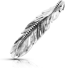 img 1 attached to 🪶 Exquisite Big Feather Pendant: Authentic Native American Sterling Silver Bohemian Jewelry