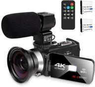 🎥 4k camcorder with microphone | digital video recorder for youtube vlogging | wifi camera 48.0mp webcam | live streaming compatible | komery video camera 16x digital zoom with remote control logo