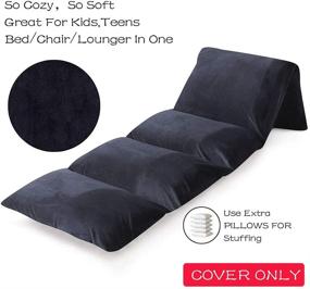 img 3 attached to Children's Plush Floor Pillows Bed Cover - Ideal for Sleepovers, Lounging, Nap Mats, Reading Nooks, Playtime, and Seating - Cover Only (Solid Black)