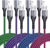 🔌 excgood 10ft usb type c cable 4-pack - 90 degree right angle fast charger cord for galaxy s10/s9/s8/note, lg, moto, pixel and more - blue, green, purple, hotpink logo