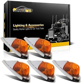 img 4 attached to Enhance Your Truck's Aesthetics with Partsam 5X Amber Cab Marker Top Roof Running Lights - Perfect Fit for Kenworth/Peterbilt/Freightliner/Mack/Western Star Truck Trailer