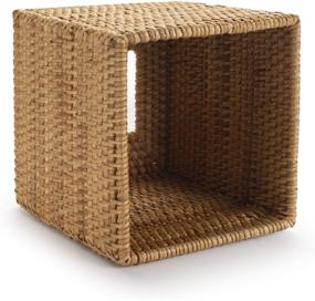 img 2 attached to 🟨 YANGQIHOME Rattan Tissue Box Cover - Hand Woven Wicker Tissue Holder in Yellow, 5.7x5.7x5.7 inches