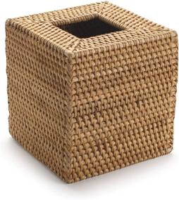 img 3 attached to 🟨 YANGQIHOME Rattan Tissue Box Cover - Hand Woven Wicker Tissue Holder in Yellow, 5.7x5.7x5.7 inches