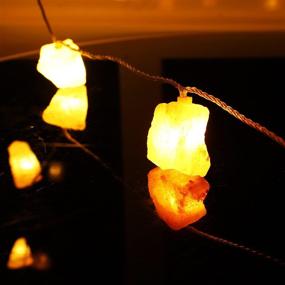 img 1 attached to Himalayan Salt String Lights Remote Control (8 Modes) with 3 AA Batteries - Natural Salt Block 10 LED Thanksgiving Christmas Party Décor Gift for Friend