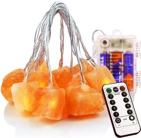 img 4 attached to Himalayan Salt String Lights Remote Control (8 Modes) with 3 AA Batteries - Natural Salt Block 10 LED Thanksgiving Christmas Party Décor Gift for Friend