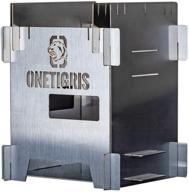 🔥 onetigris rocuboid camping stove - foldable, lightweight portable wood burning stove - stainless steel with pocket for camping, hiking, backpacking, survival, outdoor cooking, picnic, bbq логотип