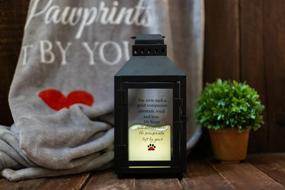 img 1 attached to Pawprints Left by You Memorial 🐾 Gifts: Black Metal Lantern with Pawprint Design