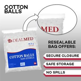 img 1 attached to 🔒 Dealmed Cotton Balls – 500 Count Medium Non-Sterile Bag with Zip-Lock: Ideal for Skin Prep, Wound Cleansing, and DIY