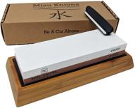 mizu 1000 / 6000 grit premium whetstone knife sharpening stone set: japanese style waterstone for all blades with non slip bamboo base - complete with angle guide & instructions logo