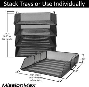 img 2 attached to 🗄️ MissionMax 4 Tier Stackable Tray Office Desk Organizer - Black Discount Pack: Organize Files, Paper, Letters & Accessories Effortlessly