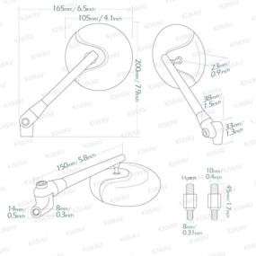 img 1 attached to 🔍 KiWAV Motorcycle Mirrors Aluminum Retro Black - Compatible with BMW M10 x 1.5 Adapters