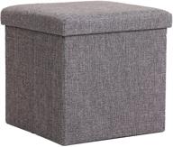 dealone large linen foldable storage ottoman cubes: stylish footrest seat with ample storage capacity logo