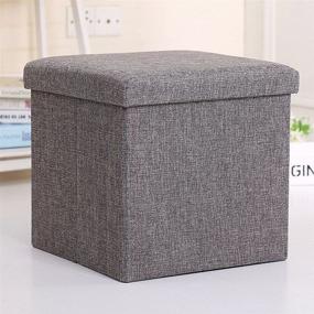 img 1 attached to Dealone Large Linen Foldable Storage Ottoman Cubes: Stylish Footrest Seat with Ample Storage Capacity