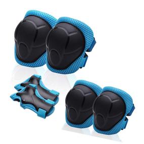 img 4 attached to Protective Gear Set For Kids/Boys/Girls/Toddlers Knee Pads Elbow Pads Wrist Guards Adjustable Strap For Skateboarding Inner Skateboard Cycling Skating Bike BMX Scooter 6Pcs In 1 (Blue)