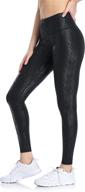 🐆 attraco women's faux leather leggings leopard print liquid shine, tummy control, workout yoga pants logo