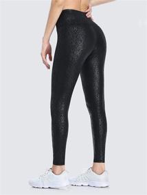 img 3 attached to 🐆 ATTRACO Women's Faux Leather Leggings Leopard Print Liquid Shine, Tummy Control, Workout Yoga Pants