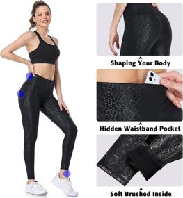 img 1 attached to 🐆 ATTRACO Women's Faux Leather Leggings Leopard Print Liquid Shine, Tummy Control, Workout Yoga Pants