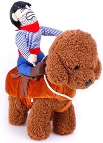 img 2 attached to 🤠 Halloween Pet Dog Cowboy Rider Costume - Christmas Dogs Cats Suit Outfit Knight Style with Doll and Hat. Adjustable Puppy Novelty Funny Cosplay Clothes Clothing - Dog Dress Up Apparel Costume