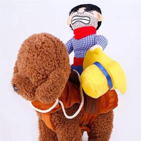 img 1 attached to 🤠 Halloween Pet Dog Cowboy Rider Costume - Christmas Dogs Cats Suit Outfit Knight Style with Doll and Hat. Adjustable Puppy Novelty Funny Cosplay Clothes Clothing - Dog Dress Up Apparel Costume