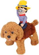 🤠 halloween pet dog cowboy rider costume - christmas dogs cats suit outfit knight style with doll and hat. adjustable puppy novelty funny cosplay clothes clothing - dog dress up apparel costume logo