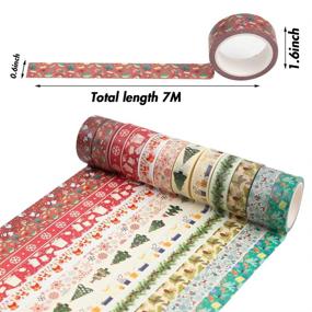 img 3 attached to 🎄 Set of 12 Rolls Christmas Washi Tape - Merry Christmas Masking Tape for Xmas Decorations, Party Favors, and Supplies - 0.6" x 23ft