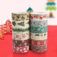🎄 set of 12 rolls christmas washi tape - merry christmas masking tape for xmas decorations, party favors, and supplies - 0.6" x 23ft logo