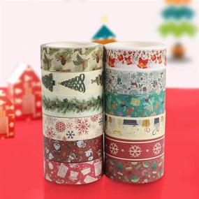 img 4 attached to 🎄 Set of 12 Rolls Christmas Washi Tape - Merry Christmas Masking Tape for Xmas Decorations, Party Favors, and Supplies - 0.6" x 23ft