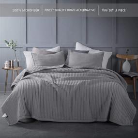 img 3 attached to 🛏️ Kasentex Quilt King Size Set - Stone Washed Super Soft Bedspread - Lightweight - White Down Alternative Microfiber Fill - Machine Washable - 2 King Shams - Solid Grey - 2 King