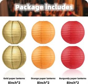 img 2 attached to Furuix Fall Party Decorations: Burgundy Orange Gold Paper Lanterns for Thanksgiving, Autumn Theme Burgundy Orange Birthday Party Decorations