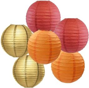 img 4 attached to Furuix Fall Party Decorations: Burgundy Orange Gold Paper Lanterns for Thanksgiving, Autumn Theme Burgundy Orange Birthday Party Decorations