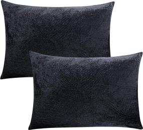 img 4 attached to 💤 Premium FLXXIE Velvet Zippered Pillowcase Set - 2 Pack, Charcoal Grey, Soft and Comfortable, 20 x 26 Inches, Bedroom Pillow Case