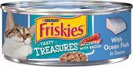 🐟 purina friskies tasty treasures wet cat food, ocean fish in sauce infused with bacon - bulk pack of 24 cans, each 5.5 oz. logo