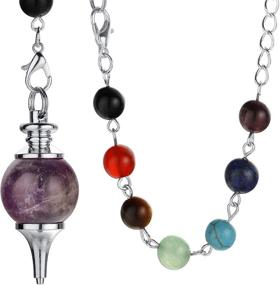 img 3 attached to 🔮 JUNHAN Dowsing Chakra Pendulum with Natural Gemstone, Reiki Energy Healing Crystal Balls Point Pendant - Beautiful 18MM Divination Tool with 4 Chain