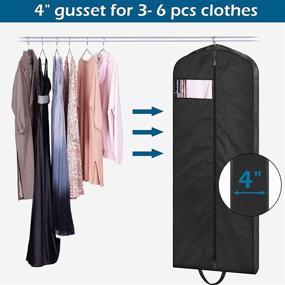 img 2 attached to 🧳 MISSLO 65" Gusseted Hanging Garment Bags for Travel - Water Resistant, Durable Fabric Dress Cover Storage with Trifold Handles - Protect Closet Gowns & Long Coats - 2 Packs, Black