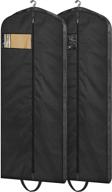 🧳 misslo 65" gusseted hanging garment bags for travel - water resistant, durable fabric dress cover storage with trifold handles - protect closet gowns & long coats - 2 packs, black логотип